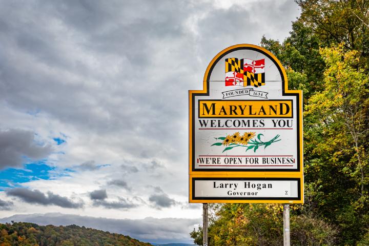 Maryland State Welcome Sign