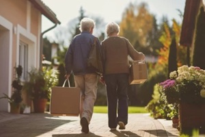 senior couple moving to small home