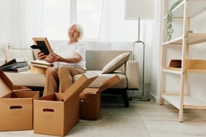 senior women packing her photo frame